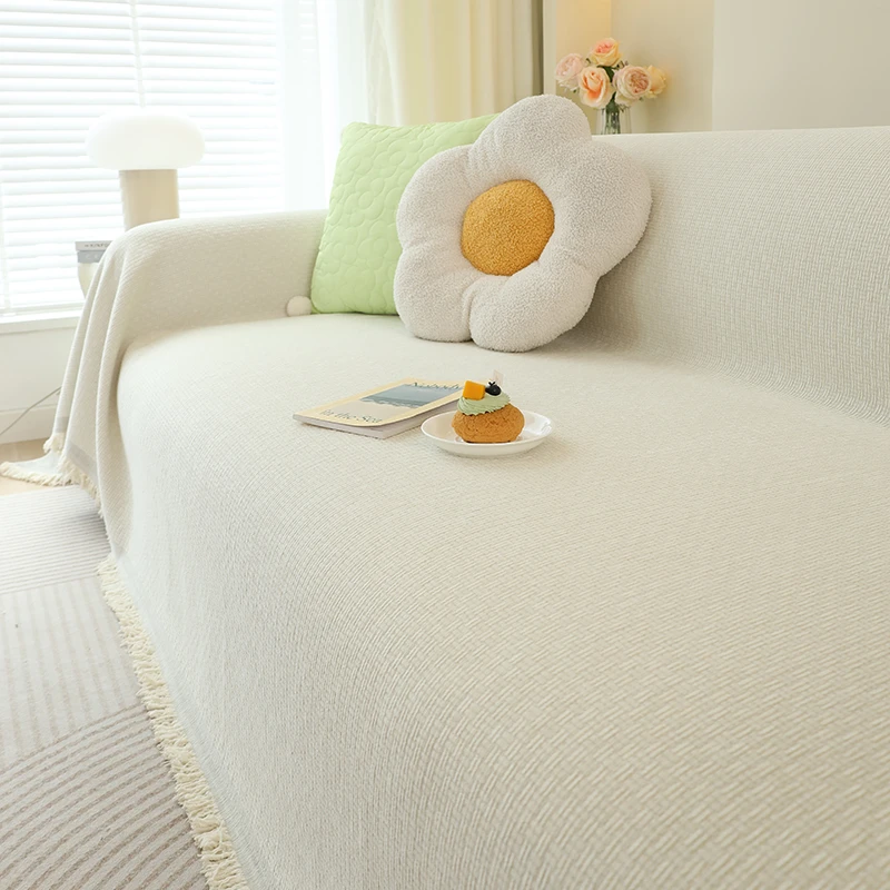 MUMI防水奶油色沙发垫雪尼尔沙发盖布巾全盖四季通用沙发套罩