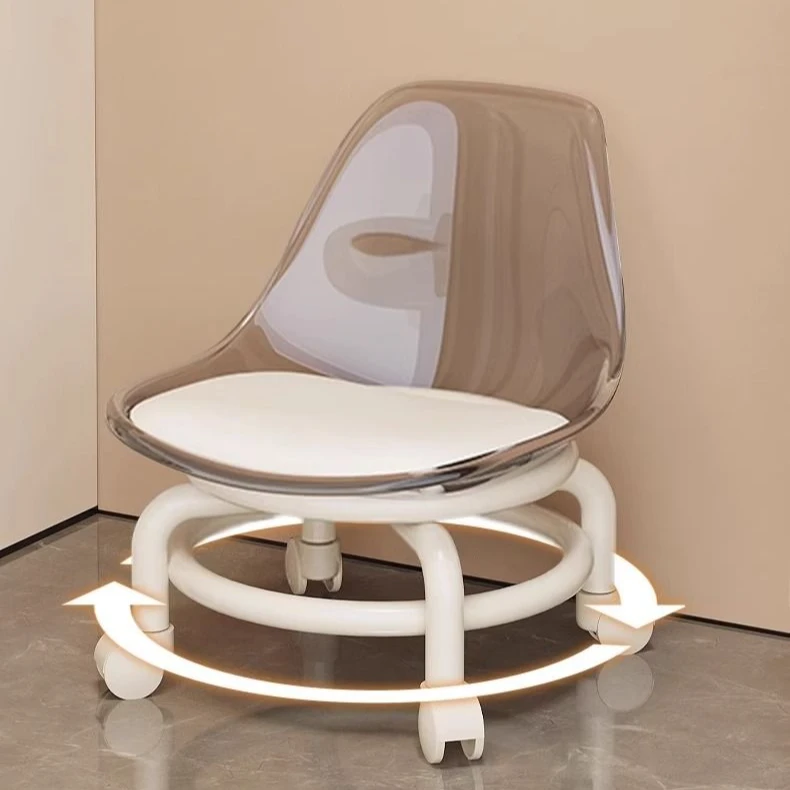 //映调高颜值亚克力小凳子静音带万向轮儿童学步凳椅子滑轮矮凳