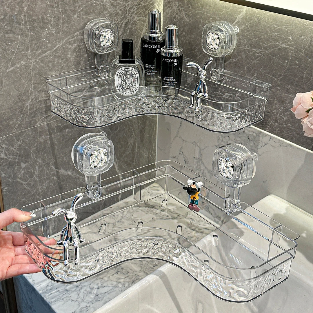 浴室强力吸盘式转角置物架厕所洗漱台免打孔壁挂式架子浴室收纳盒