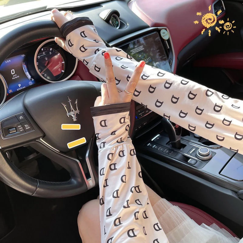 韩版夏季宽松冰丝袖套户外开车骑行防晒手袖护臂冰袖网红同款袖子