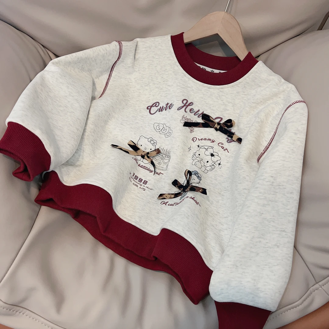 W童品家，2024年新款冬款加绒卡通卫衣女童中大童可爱时尚737