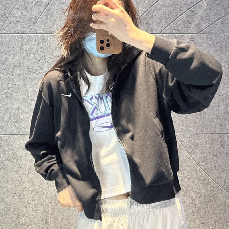 NIKE/耐克女子连帽衫2025秋冬季新款宽松休闲刺绣夹克卫衣外套