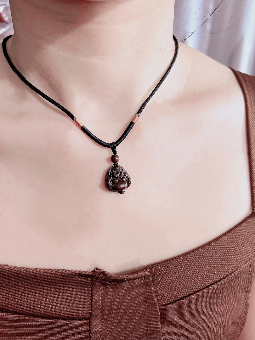 正宗印度紫檀弥勒笑佛脖挂男女款精美漂亮大肚佛