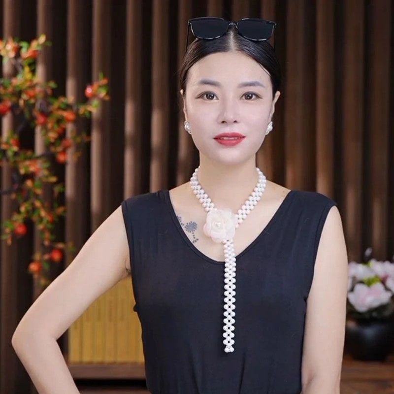 时尚新款山茶花多功能腰带贝珠气质洋气百搭女腰链花朵手链时尚款