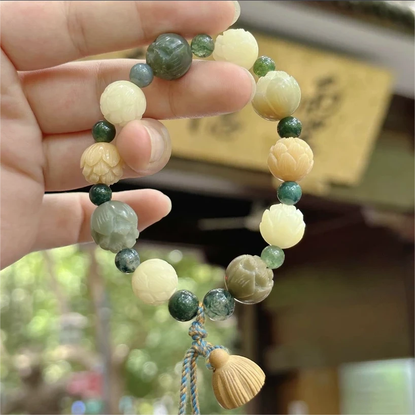 非金属手链 【杭州发货】有钳花 莲华菩提跟 白玉菩提新中式多手串