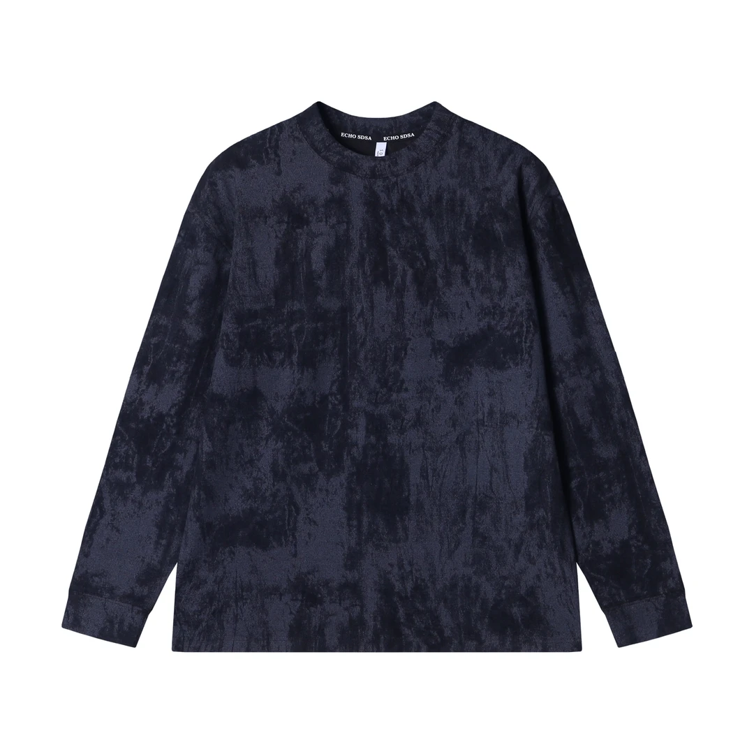 T1908秋冬季新款时尚个性扎染圆领套头长袖卫衣户外休闲复古上衣