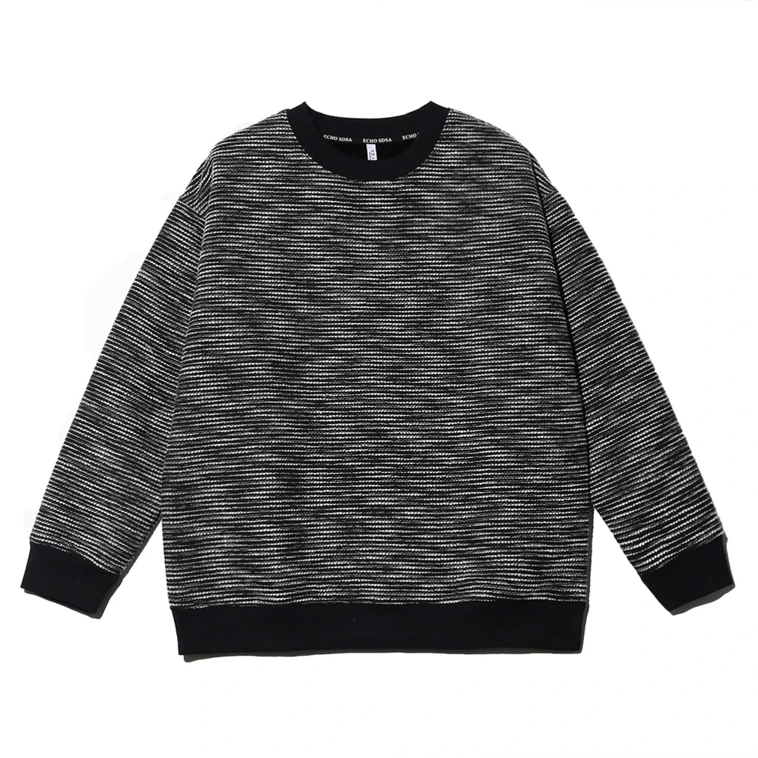 秋冬季新款个性时尚雪花波浪条纹套头圆领卫衣上衣休闲宽松外套