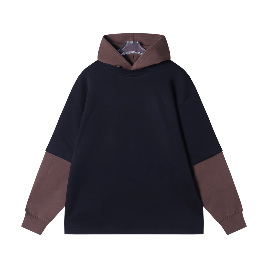 秋冬季新款时尚个性美式拼色连帽长袖卫衣百搭潮流宽松上衣