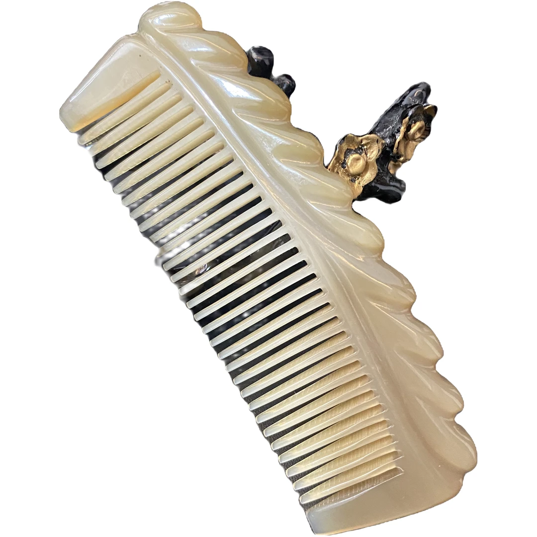 真牛正宗精品牛角梳牛角包包梳防静电无柄小号方便携带