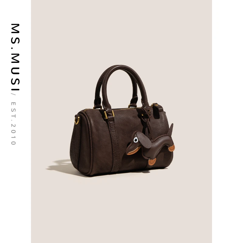 ms.musi头层牛皮树篙植鞣牛皮百搭复古通勤手提斜挎小包包#22408