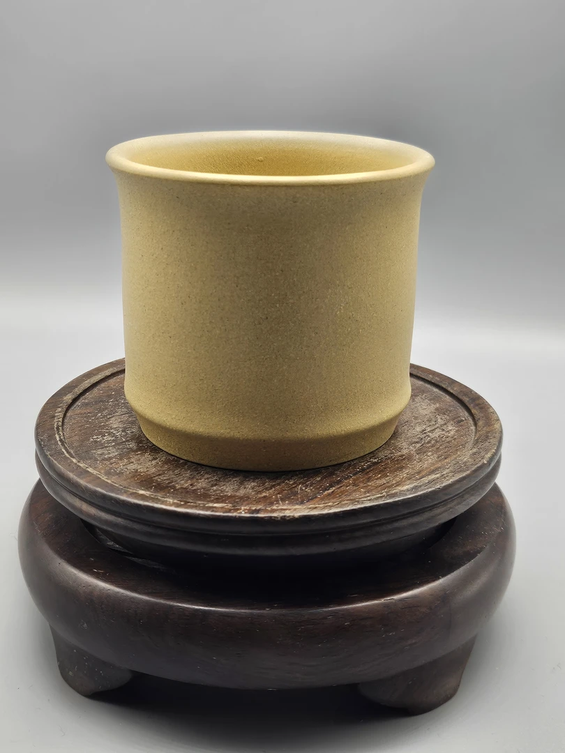 宜兴精美黄金段泥小口主人杯约100cc直筒本绿纯手工