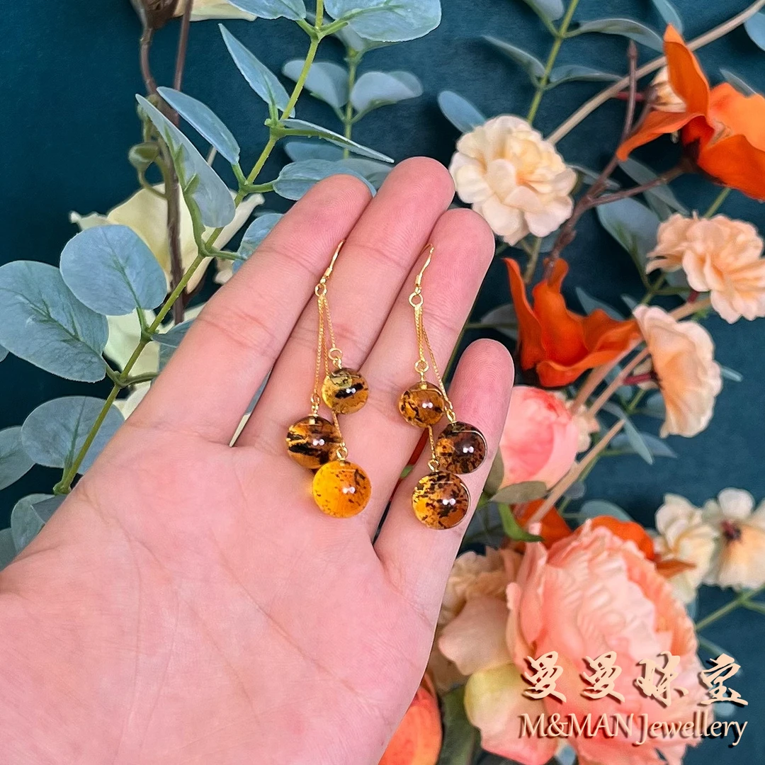 【新粉福利】曼曼珠宝绿灵草三珠耳钩