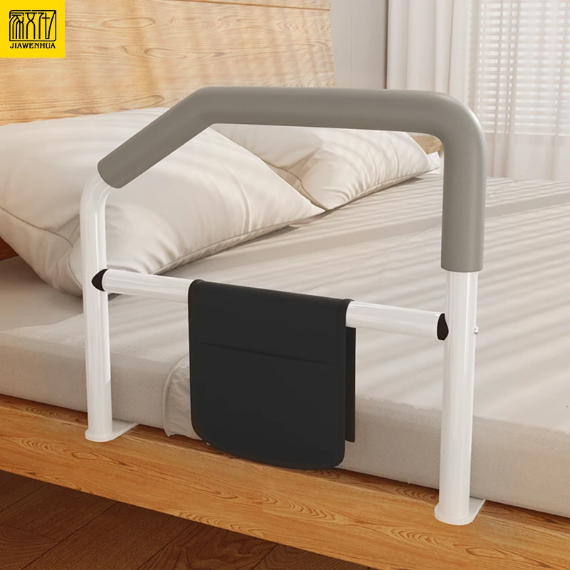 老人床边扶手护栏孕妇起床起身辅助器助力架免安装带储物袋白栏杆