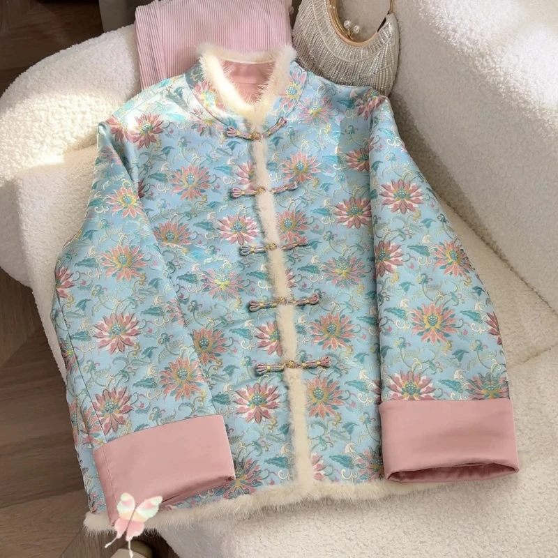 主播推荐 《步步生莲》新款气质国风时尚新中式国风宋锦外套2795