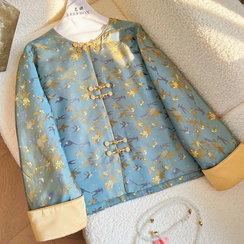 主播推荐《枇杷山雀》2024新款百搭气质时尚新中式宋锦外套2701