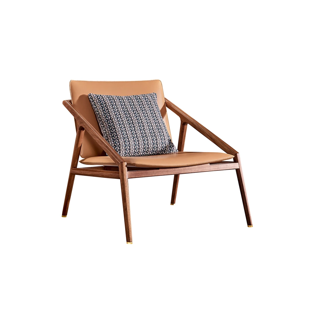 意式轻奢简约休闲北美黑胡桃木阳台客厅轻奢单人沙发躺椅