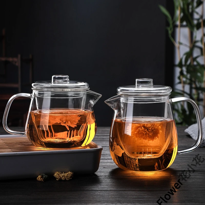 耐热企鹅玻璃壶带盖三件杯透明过滤水壶花茶壶功夫茶具大容量D262