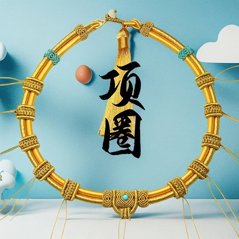 手工编织宝宝项圈4mm双管儿童周岁礼物锦鲤锁编绳项圈满月百天