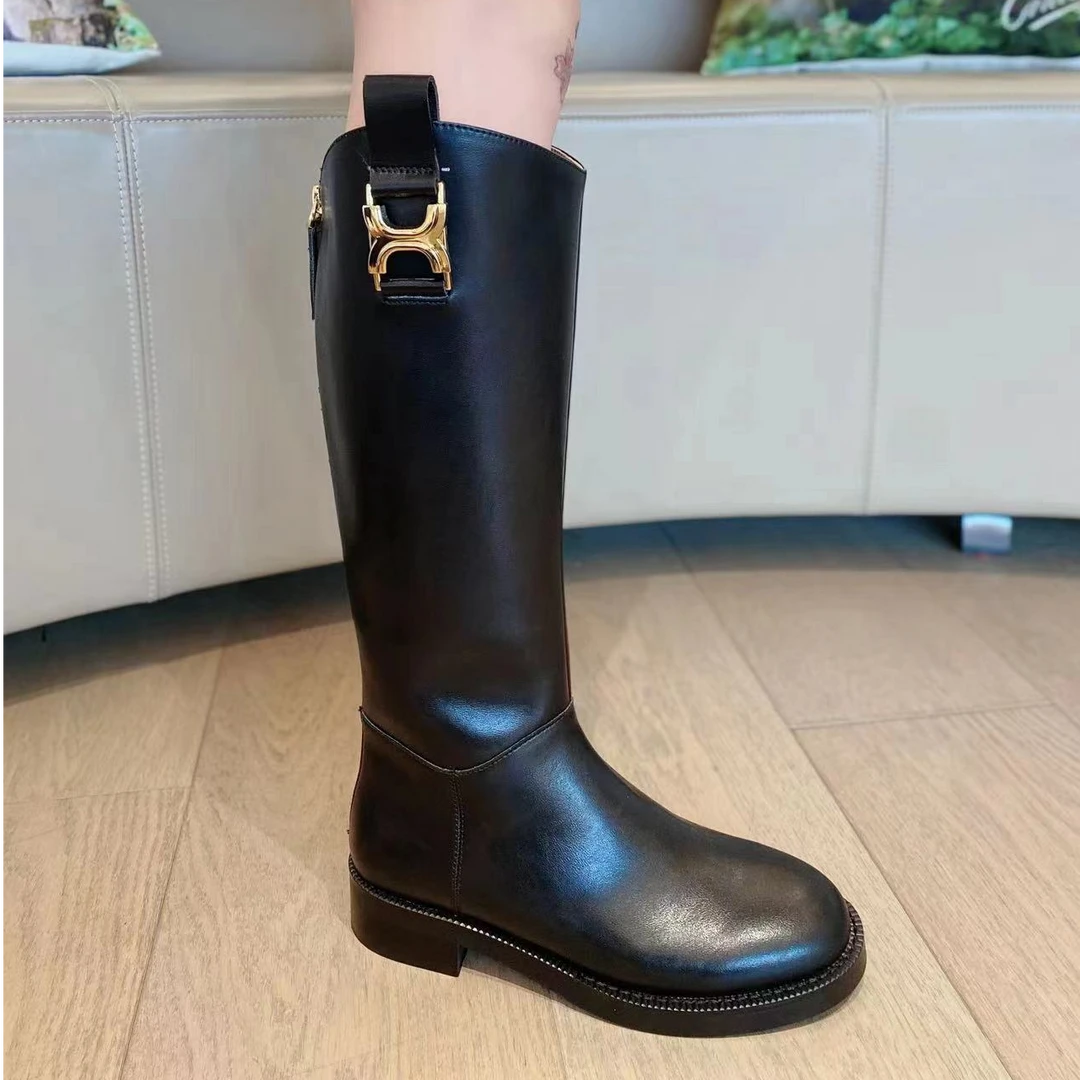 新款显瘦高筒气质女士休闲靴子百搭时尚秋冬女鞋 D35195 Y