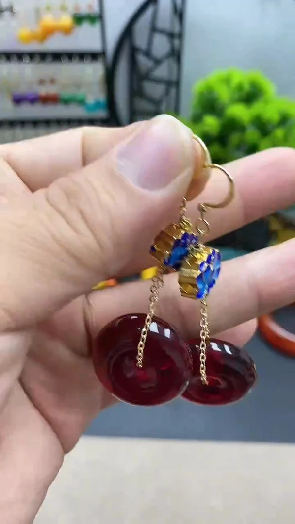 【闪购商品】血珀耳饰银S925镀金镶嵌BN0000