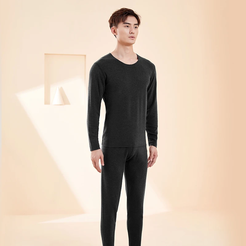 SANHE/三合●竹纤维男士内衣秋衣竹绒圆领无痕保暖套装20324199