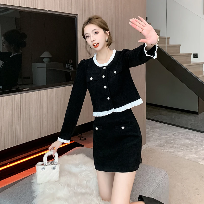 法式洋气减龄套装女秋冬新款小香风遮肉显瘦气质高级感时尚两件套