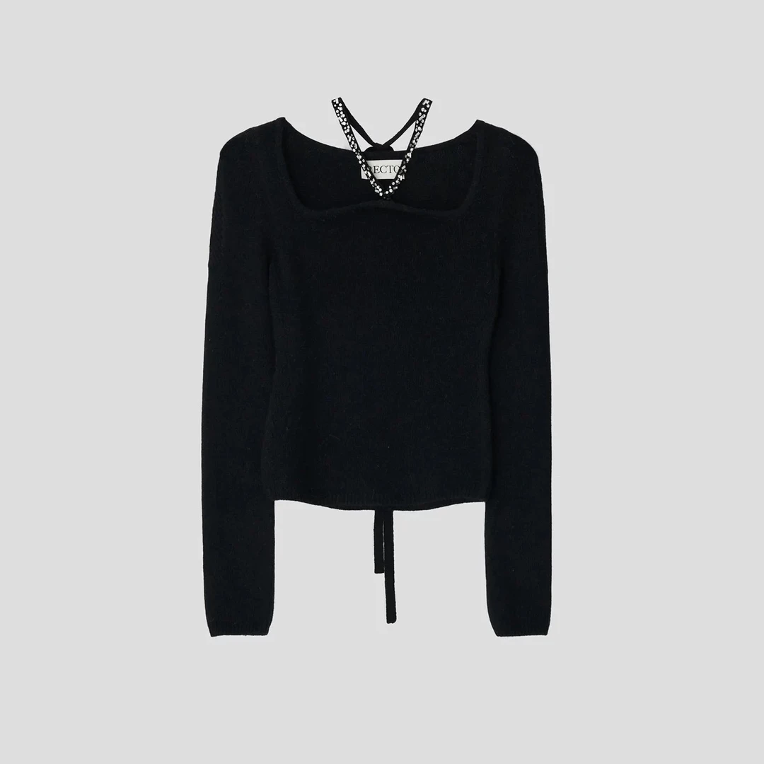 RECTO珠饰针织 上衣黑色