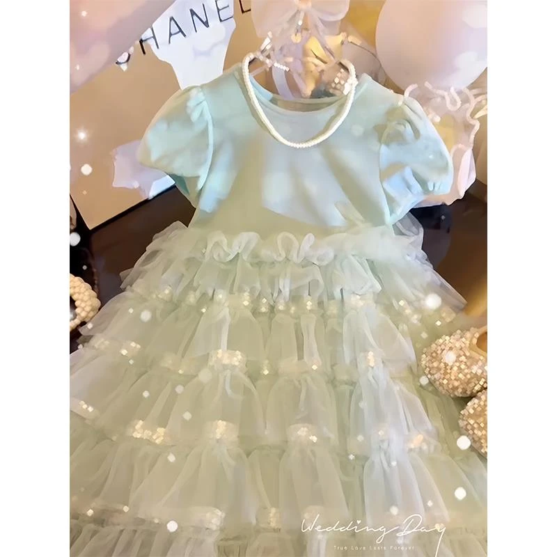 巴拉童年女童夏装连衣裙2024新款夏季短袖裙子女孩洋气公主裙儿童