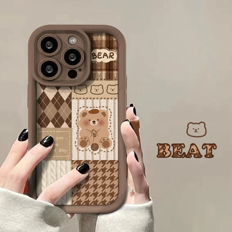 苹果15Pro创意14promax/13毛衣小熊全包手机壳iPhone12/11Pro高级