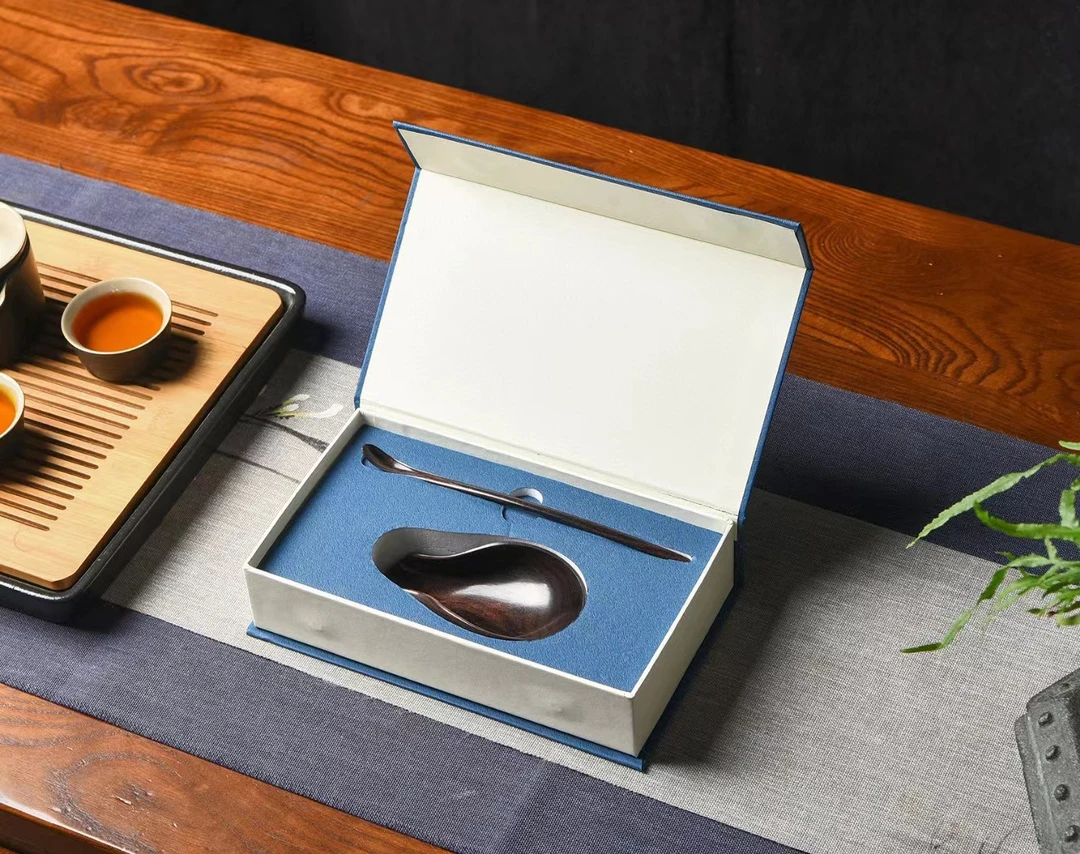 紫光檀一木掏空茶则11*6.5*3