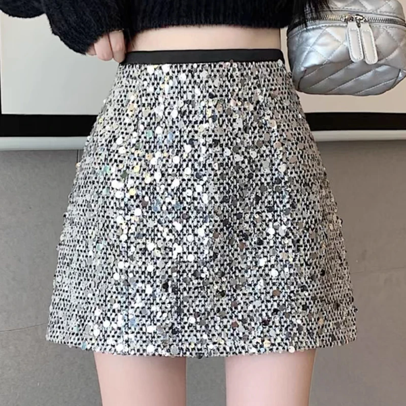 半身裙女2024新款爆款网红气质辣妹重工亮片爆闪高腰显瘦收腰短裙