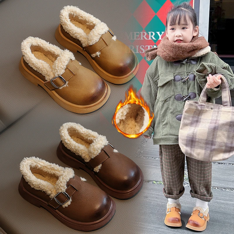 冬季秋冬保暖加绒毛毛2023宝宝软底新款脚蹬女童豆豆棉鞋时尚保暖