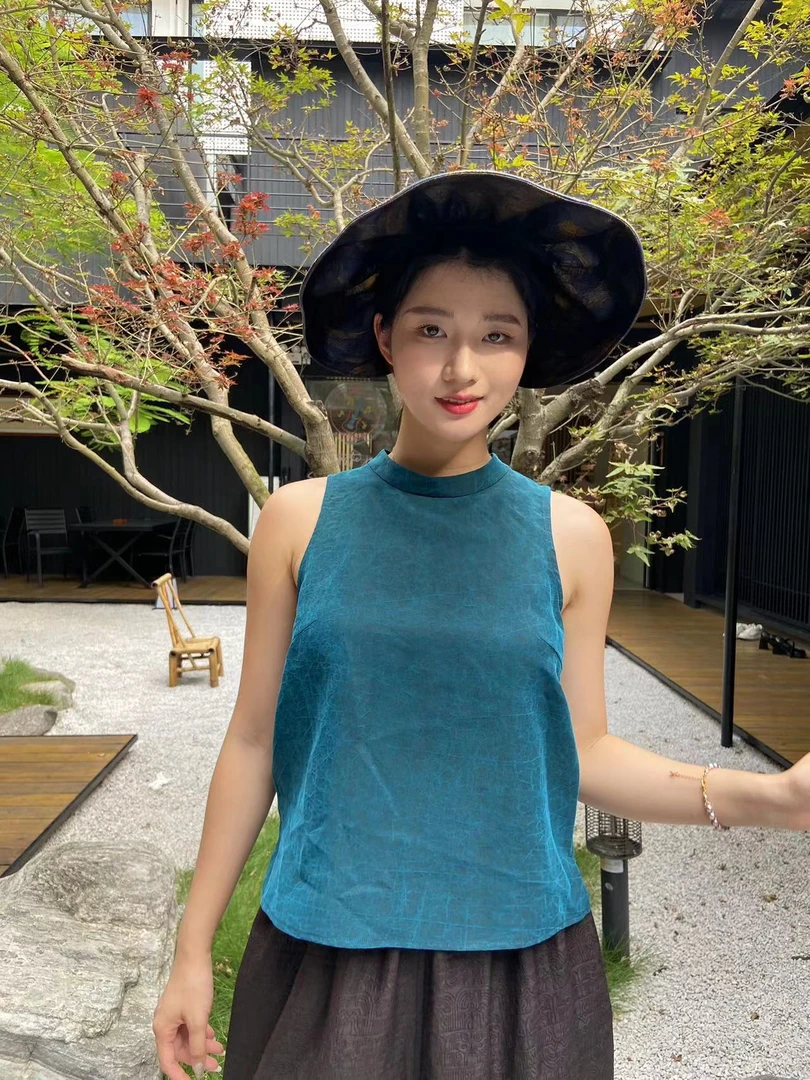 【菲菲专属】龟裂纹无袖背心 香云纱满分桑蚕丝