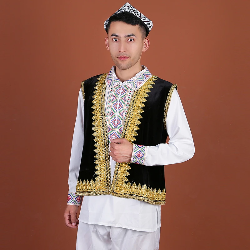 天山美翼新款日常男士散跳休闲宽松金色纯色丝绒马甲