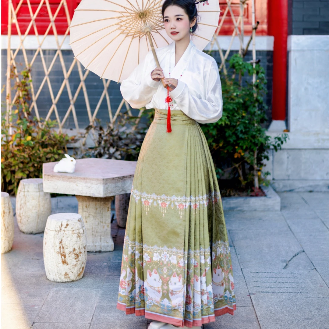 【喵趣年年】原创仿妆花可爱小猫马面裙大码秋冬百搭显瘦减龄可定制