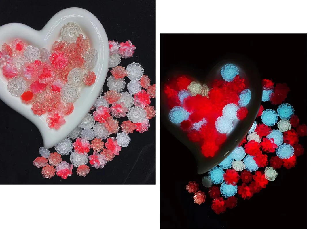【夜光花集】夜光彩色花花【 DIY饰品 】超闪混合装小熊极光钻冰透ins