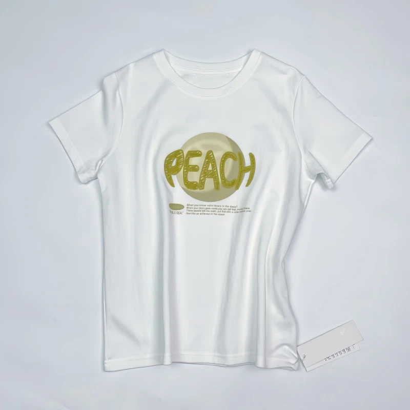 《断码清版》夏季新款韩版重工刺绣字母T恤圆领套头宽松休闲白色