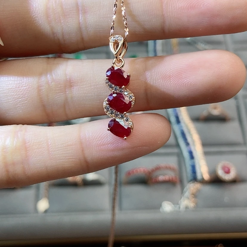 【闪购商品】红宝石吊坠银S925镶嵌