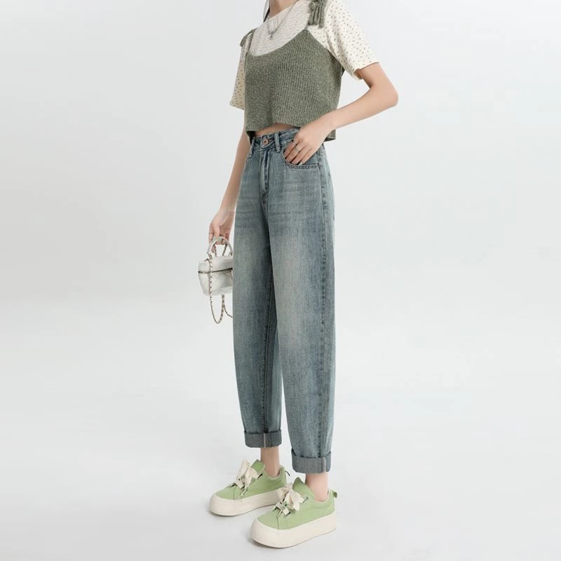 【大宝S1801-S1900】码百搭宽松老爹裤女牛仔裤显瘦