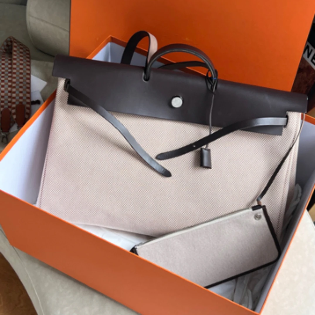 99新 Hermes/爱马仕 乌木色herbag50全套多U刻BJM12-0947