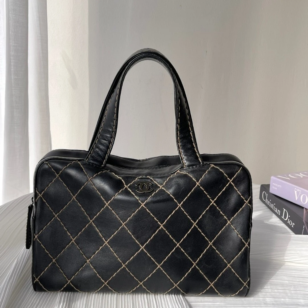 95新 Chanel/香奈儿 黑色外缝线 手提包 JM2-2220