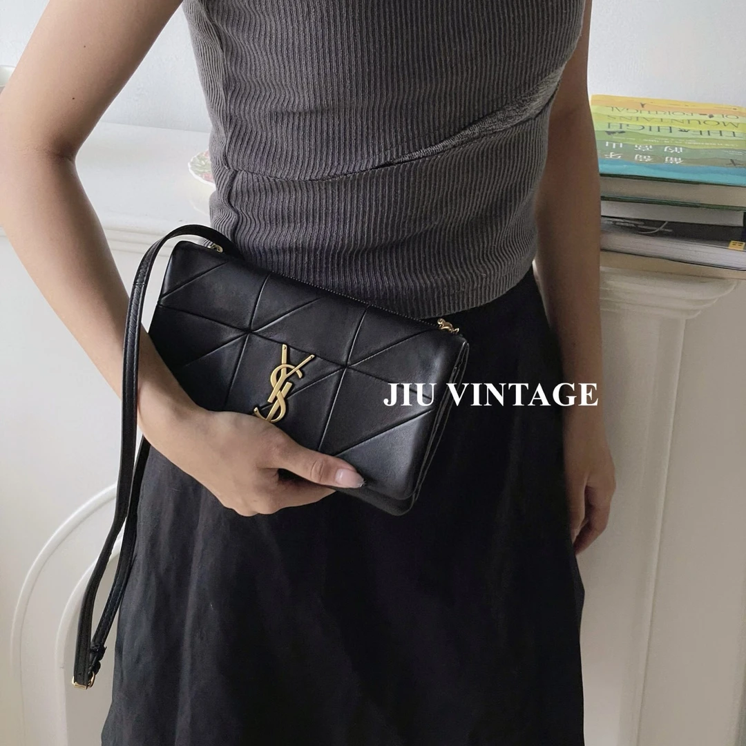 99新 YSL/圣罗兰 黑金豆腐包 JM11-0211