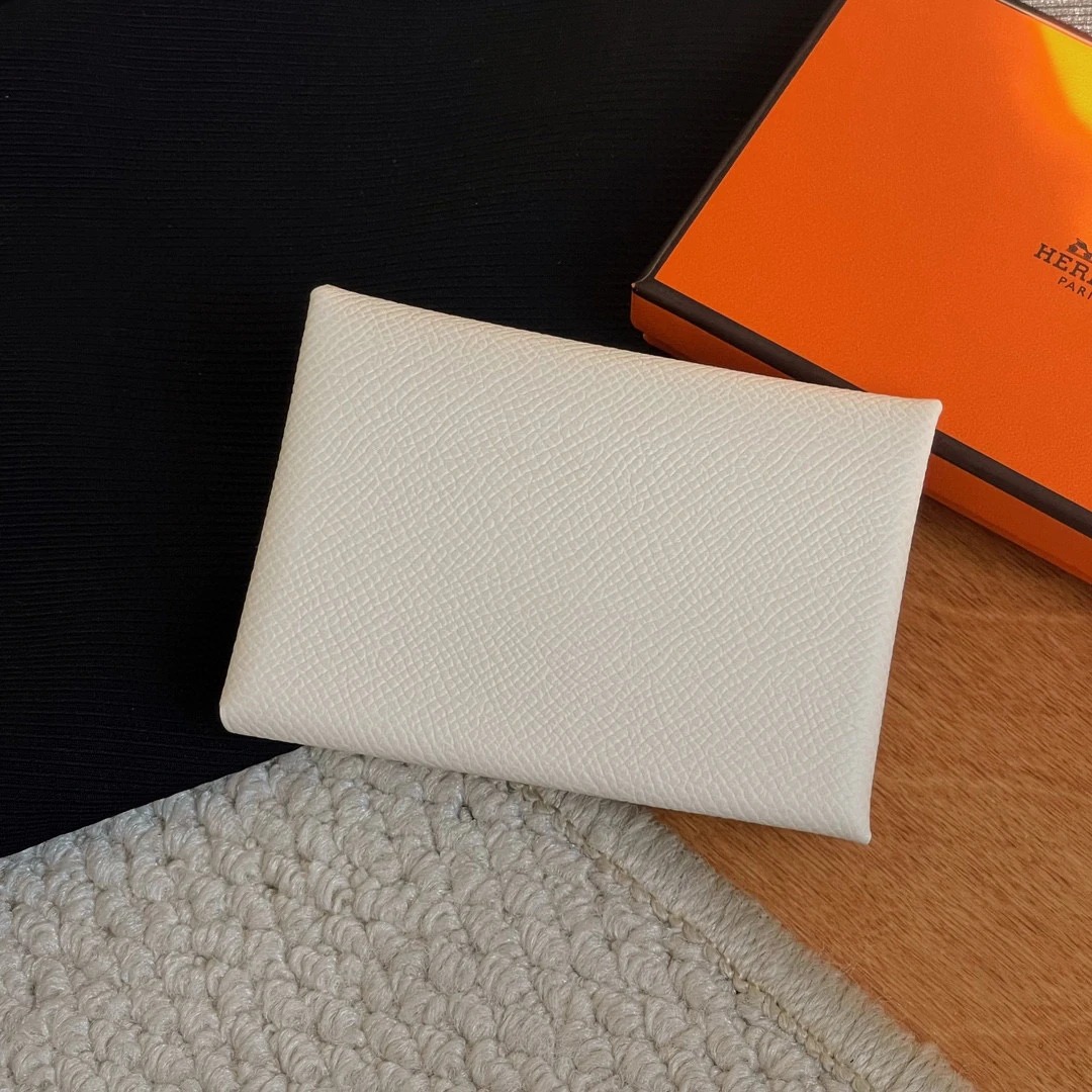 99新 Hermes/爱马仕 奶昔白卡包W刻盒子合格证JM2-7093