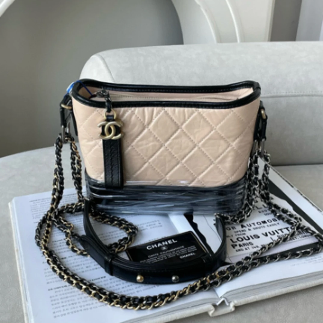 99新 Chanel/香奈儿 米色流浪包小号BJM12-0966