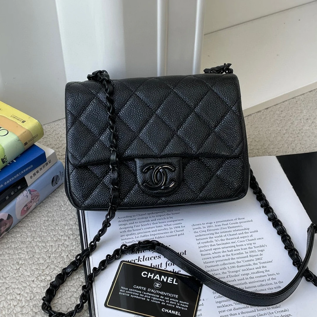 99新 Chanel/香奈儿 so black荔枝纹方胖子 JM7-3005