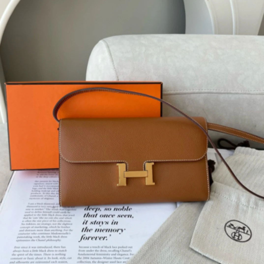 99新 Hermes/爱马仕 金棕金扣康康to go肩背包BJM2-7028