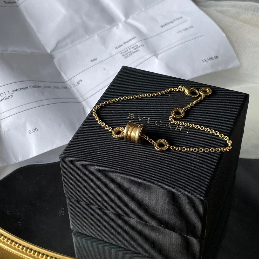 99新 BVLGARI/宝格丽 18K黄金弹簧手链JM10-0203