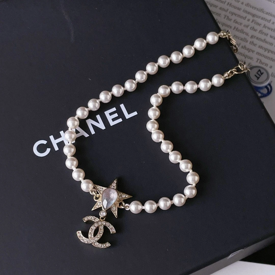 95新 Chanel/香奈儿 23p 双c 星星 珍珠 项链 盒子 JM2-6381