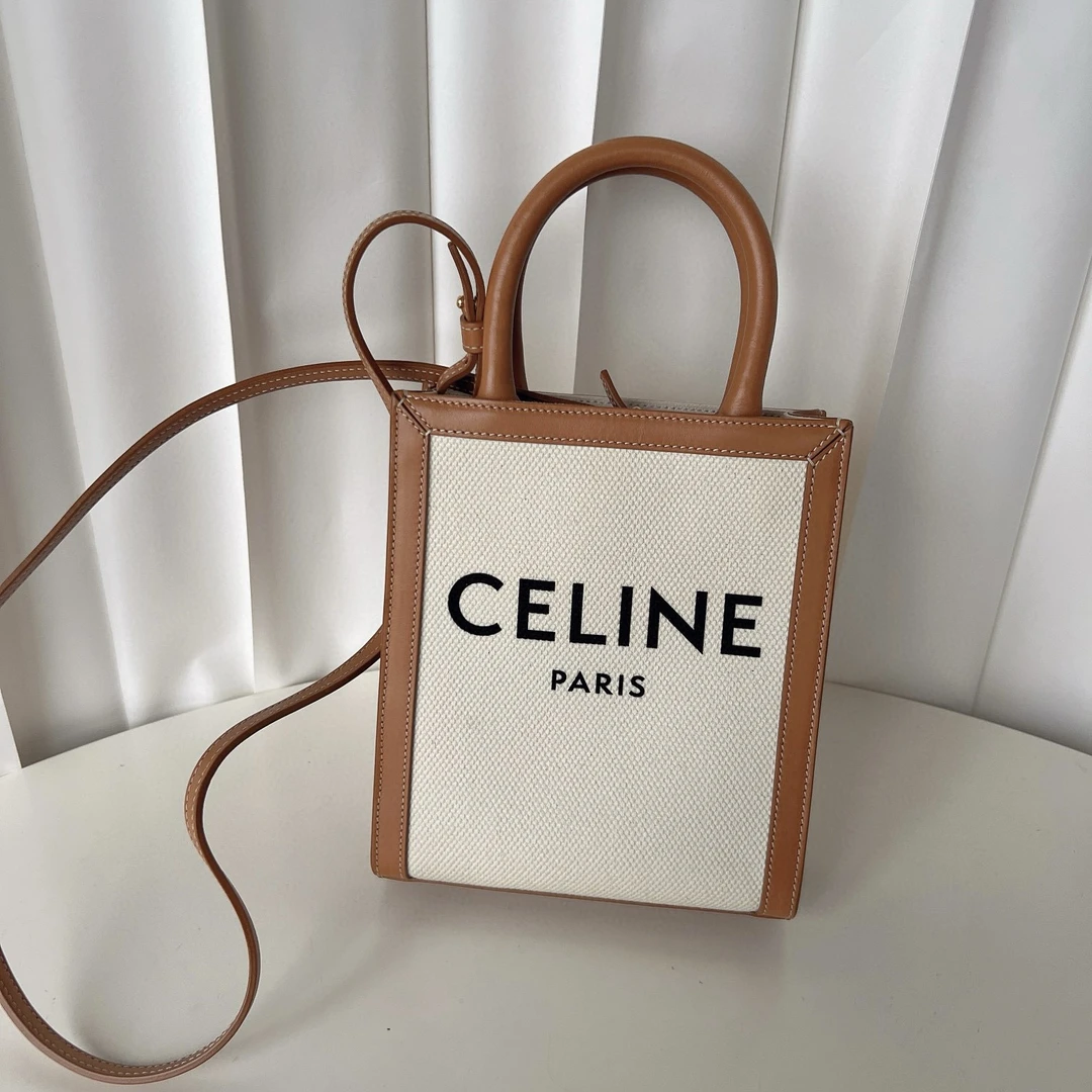 99新 Celine/思琳 mini 棕色琴谱托特斜挎包 bjm10-1185