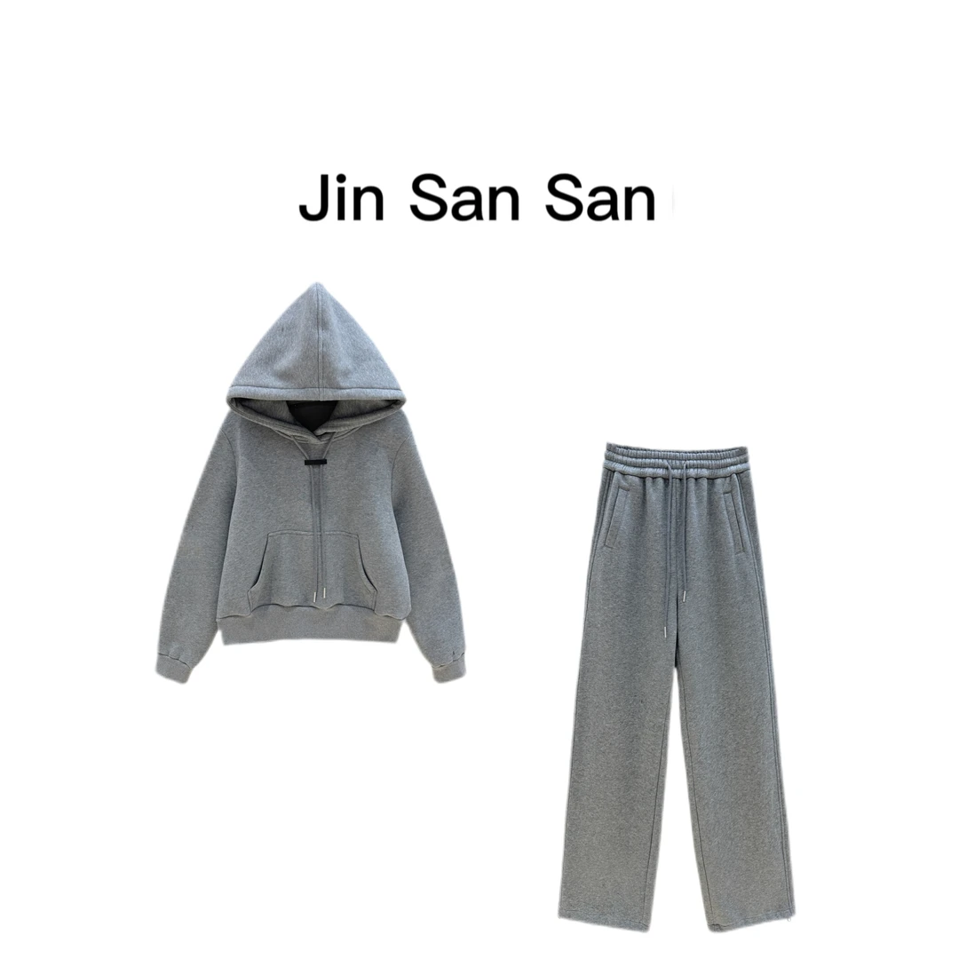 【金三三】【迷雾重重】冬季奥利绒卫衣+裤子加绒加厚休闲套装F7189